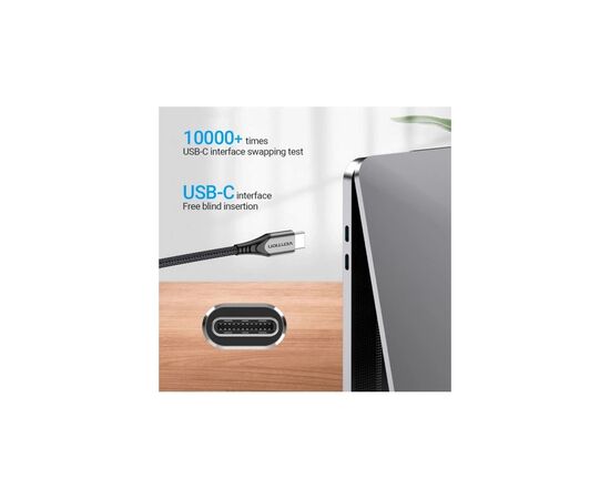 Дата кабель USB-C to USB-C 2.0m aluminum gray Vention (TADHH), изображение 2