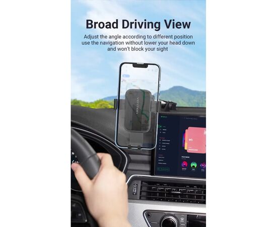 Универсальный автодержатель Vention 4.7-7.2" с присокой, черный (KCOB0), изображение 3