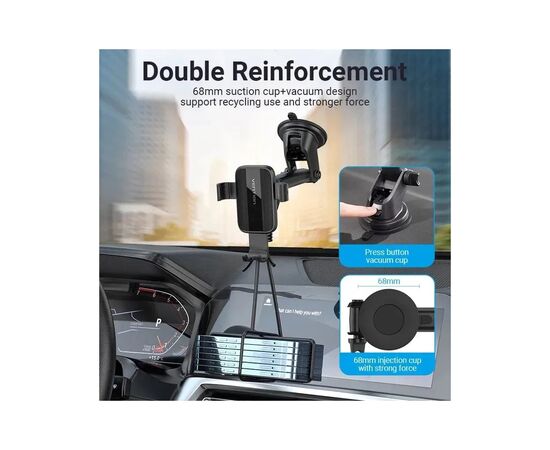 Универсальный автодержатель Vention 4.7-7.2" с присокой, черный (KCOB0), изображение 6