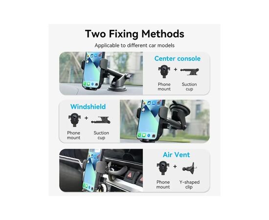 Универсальный автодержатель Vention 4.7-7.2" с присокой, черный (KCOB0), изображение 8