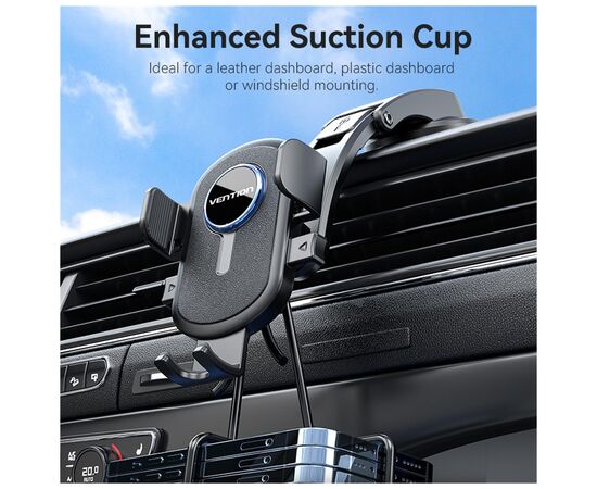 Универсальный автодержатель Vention 4.7-7.2" зажим One Touch, присока, черный (KSCB0), изображение 5