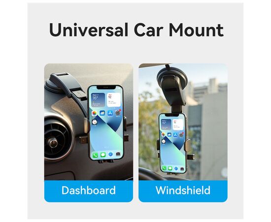 Универсальный автодержатель Vention 4.7-7.2" зажим One Touch, присока, черный (KSCB0), изображение 9