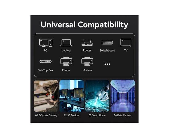 Патч-корд 15м, S/FTP cat 8 RJ-45 black Vention (IKABN), изображение 11