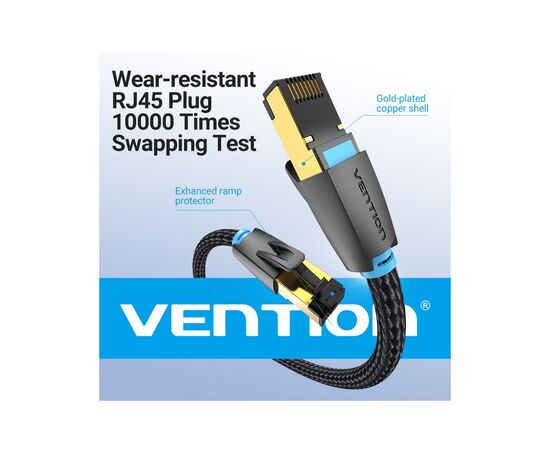 Патч-корд 5м, S/FTP cat 8 RJ-45 COPPER black Vention (IKGBJ), изображение 6