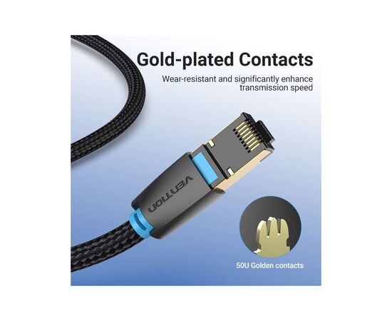 Патч-корд 5м, S/FTP cat 8 RJ-45 COPPER black Vention (IKGBJ), изображение 7