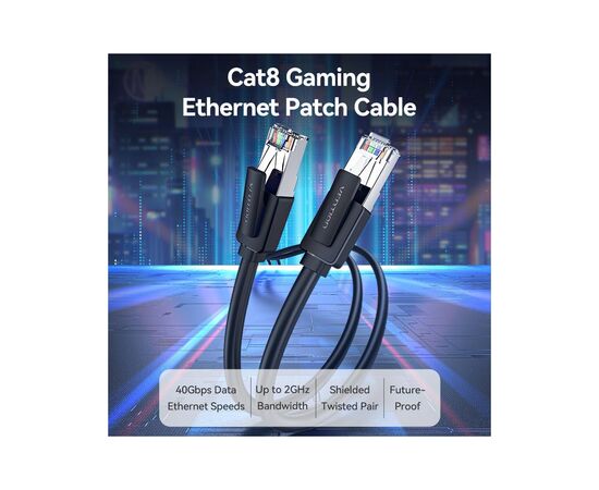 Патч-корд 5м, S/FTP cat 8 RJ-45 black Vention (IKKBJ), изображение 12