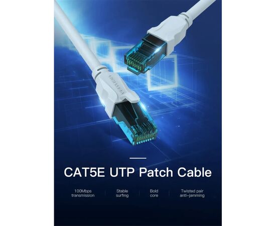 Патч-корд 5м, RJ-45 cat 5e UTP blue Vention (VAP-A10-S500), изображение 3