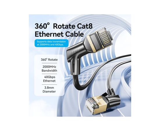 Патч-корд 1м STP cat 8 RJ-45 90° corner black Vention (IKLBF), изображение 10