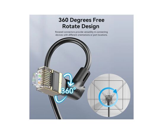 Патч-корд 1м STP cat 8 RJ-45 90° corner black Vention (IKLBF), изображение 2