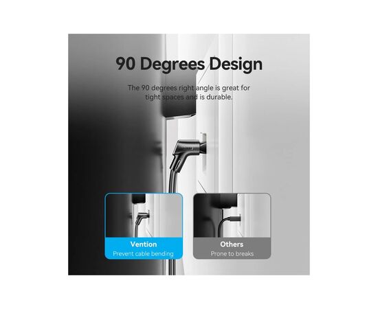 Патч-корд 1м STP cat 8 RJ-45 90° corner black Vention (IKLBF), изображение 3