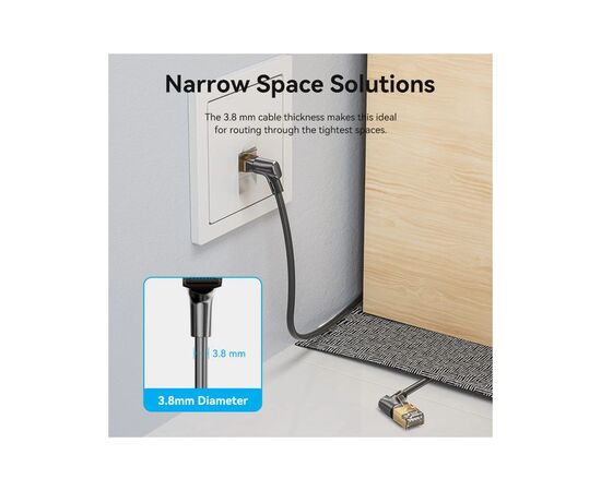 Патч-корд 1м STP cat 8 RJ-45 90° corner black Vention (IKLBF), изображение 4