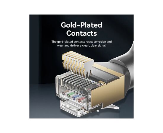 Патч-корд 1м STP cat 8 RJ-45 90° corner black Vention (IKLBF), изображение 7