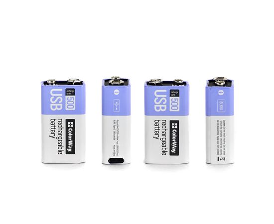 Аккумулятор Крона USB-С 390 mAh 9V (Li-Polymer) ColorWay (CW-UB9V-06), изображение 3