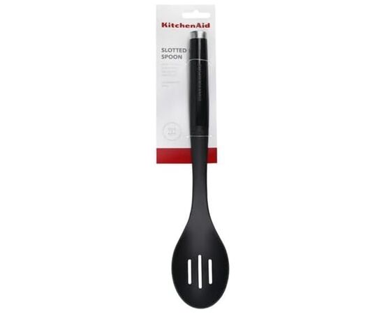 Ложка кухарська KitchenAid Classic для сервірування з прорізами 34 см чорний (KCG004OHOBE), зображення 3