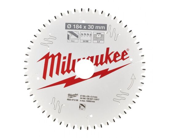 Диск пильний Milwaukee Alu PFTE, діаметр 184х30х2,4мм, 54 зуб. (4932471299)