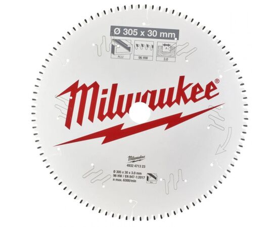 Диск пильный Milwaukee Alu PFTE, диаметр 305х30х3,0мм, 96 зуб. (4932471323)