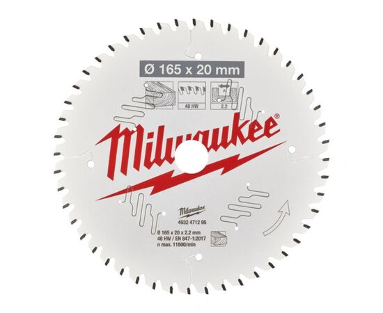 Диск пильний Milwaukee PFTE,.165х20х2,2мм, 48 зуб. (4932471295)