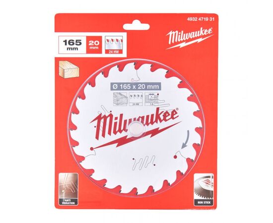 Диск пильний Milwaukee PFTE THIN KERF, 165х20х1,6мм, 24 зуб. (4932471931), зображення 2
