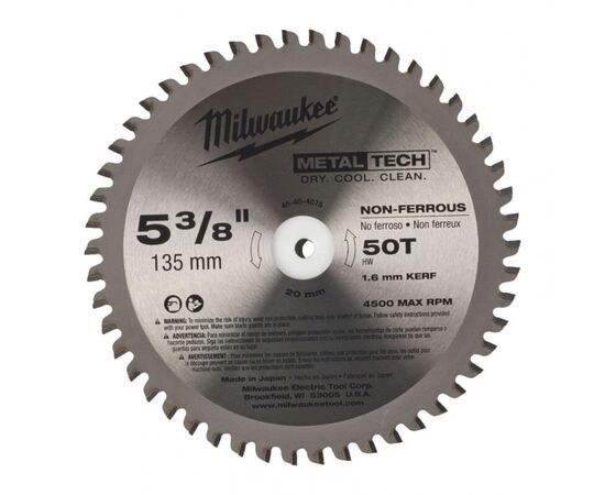 Диск пильный Milwaukee по металлу, 135х20мм, 50 зуб. (48404075)