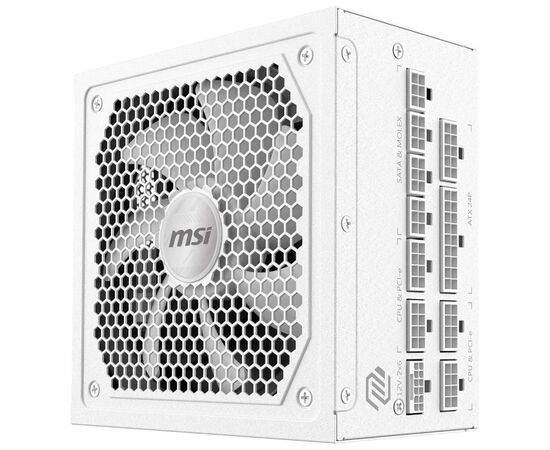 Блок питания MSI 1000W (MAG A1000GL PCIE5 WHITE), изображение 3