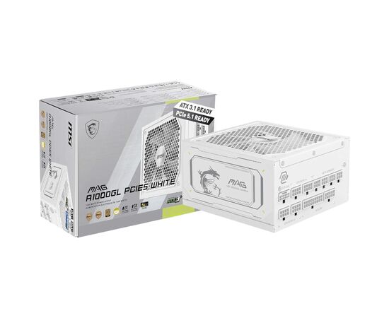 Блок питания MSI 1000W (MAG A1000GL PCIE5 WHITE), изображение 5