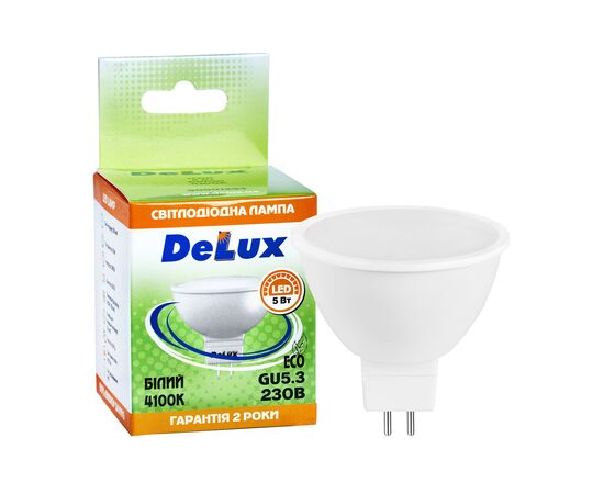 Лампочка Delux JCDR 5Вт 4100K 220В GU5.3 (90001293), изображение 2
