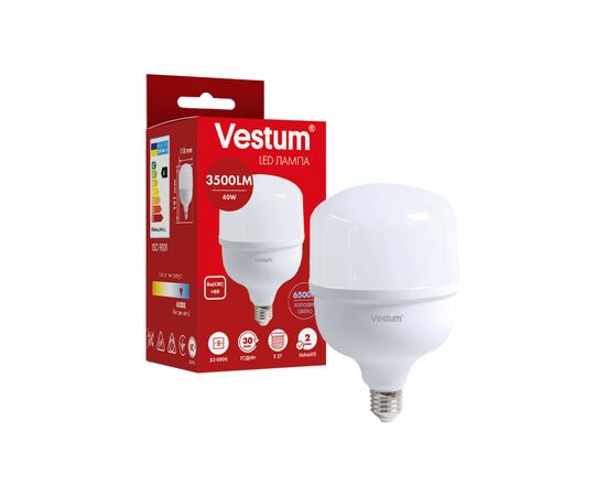 Лампочка Vestum LED T120 40W 6500K 220V E27 (1-VS-1609), изображение 2