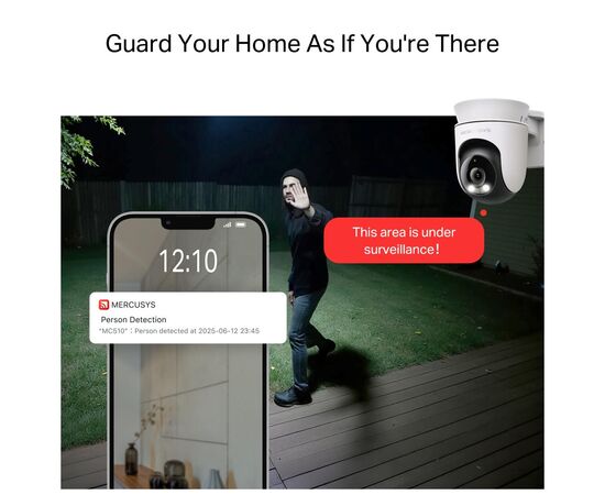 Камера відеоспостереження Mercusys IP-Камера MERCUSYS MC510 3MP N300 microSD motion detection, зовнішня (MC510), зображення 7