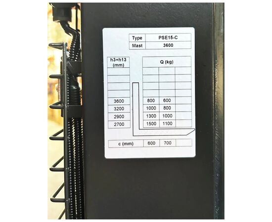 Штабелер GTM электрический самоходный 1,5т/3,6м 2x12В/106Ah с площ. оператора, дл. Вилы 1150мм (PSE15-C 3600), изображение 7
