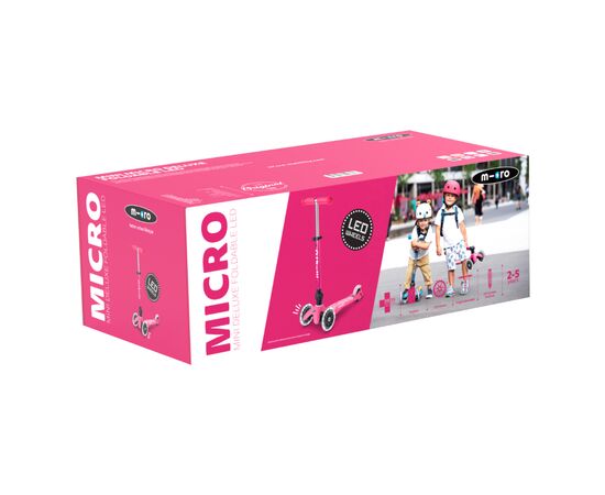 Самокат Micro Mini Deluxe Foldable LED" складний Рожевий" (MMD197), изображение 9