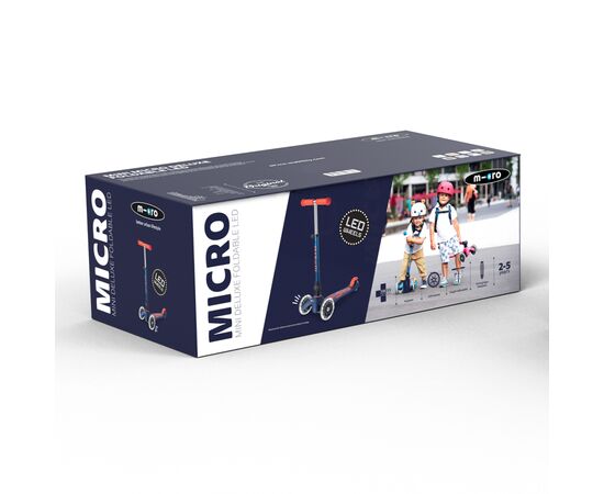 Самокат Micro Mini Deluxe Foldable LED" складний Синій" (MMD196), изображение 3