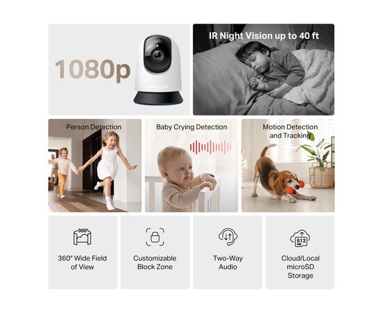 Камера видеонаблюдения Mercusys IP-Камера MERCUSYS MC200 FHD N300 microSD motion detection (MC200), изображение 4