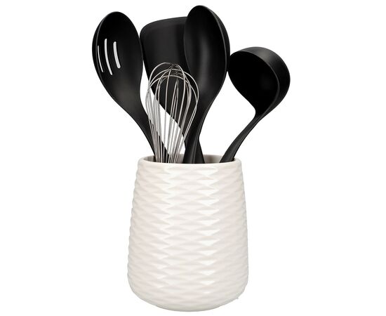 Кухонний набір KitchenAid Classic з керамічною підставкою 6 предметів чорний/білий (KQG561BXOBE)