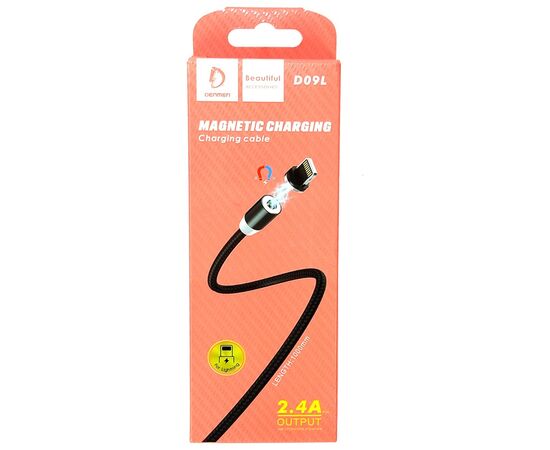 Дата кабель USB 2.0 AM to Lightning magnetic black Denmen (DN-D09L-BK), изображение 3