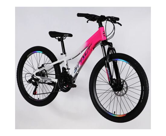 Велосипед Space 24" IZIDA DD FR рама-11" AL 2026 рожево-білий (OPS-SP-24-084), изображение 2