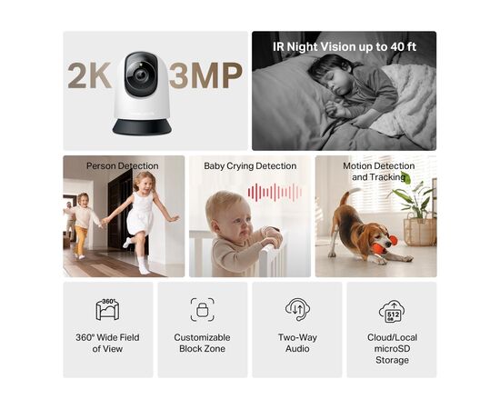 Камера видеонаблюдения Mercusys IP-Камера MERCUSYS MC210 3MP N300 microSD motion detection (MC210), изображение 3
