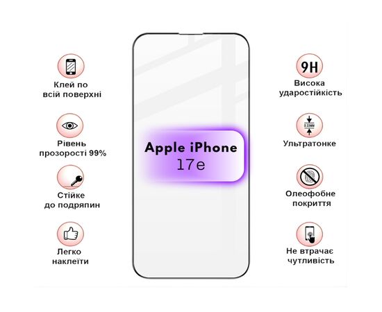 Скло захисне BeCover Apple iPhone 17e Black (715141), зображення 3