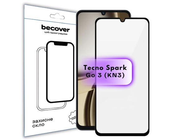 Скло захисне BeCover Tecno Spark Go 3 (KN3) Black (715166)