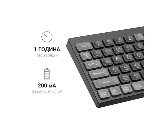 Клавіатура OfficePro SK985B Wireless/Bluetooth Black (SK985B), зображення 11