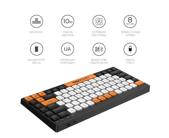 Клавиатура OfficePro SK955B Wireless/Bluetooth Black (SK955B), изображение 10