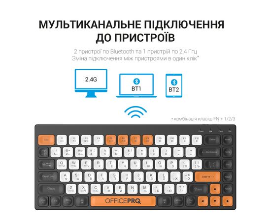 Клавиатура OfficePro SK955B Wireless/Bluetooth Black (SK955B), изображение 12