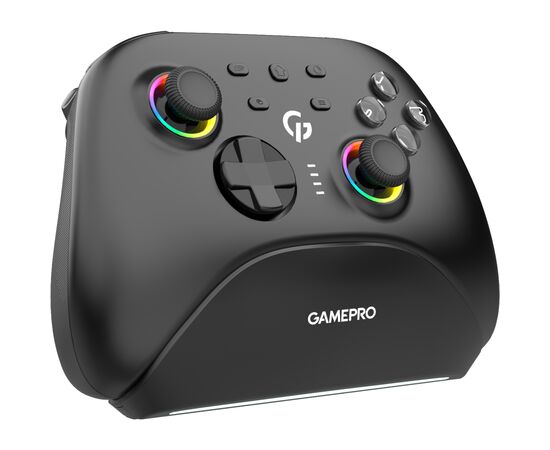 Геймпад GamePro із зарядною станцією BT 5.3/USB/2.4 ГГц (Switch/PC/iOS/Android) RGB Black (GPX13BDOC), изображение 2