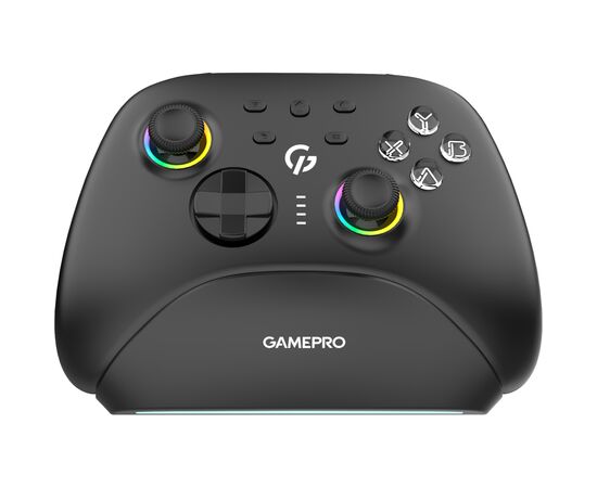 Геймпад GamePro із зарядною станцією BT 5.3/USB/2.4 ГГц (Switch/PC/iOS/Android) RGB Black (GPX13BDOC)