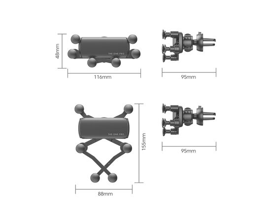 Универсальный автодержатель Essager Tourist Gravity Car Mount Phone Holder Black (EZJZL-TR01), изображение 10