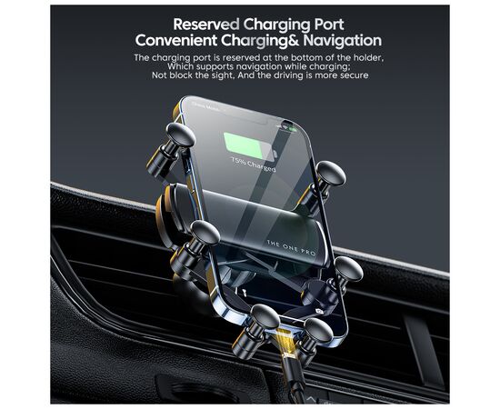 Универсальный автодержатель Essager Tourist Gravity Car Mount Phone Holder Black (EZJZL-TR01), изображение 4
