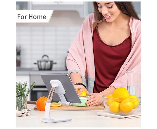 Подставка для планшета и телефона Knight Foldable Desk Mobile Phone Holder Stand (Alloy) White Essager (EZJZM-QS02), изображение 4