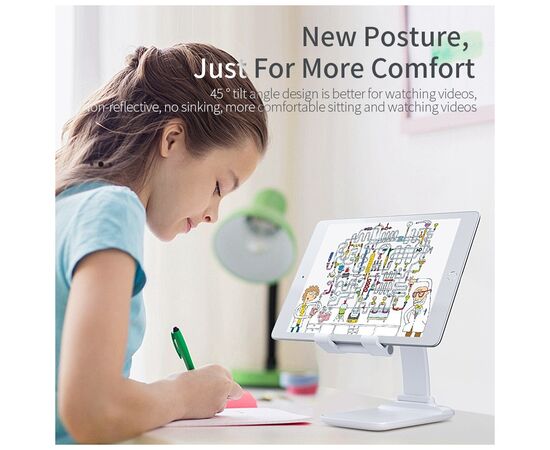 Подставка для планшета и телефона Knight Foldable Desk Mobile Phone Holder Stand (Alloy) White Essager (EZJZM-QS02), изображение 6