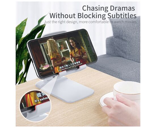 Подставка для планшета и телефона Knight Foldable Desk Mobile Phone Holder Stand (Alloy) White Essager (EZJZM-QS02), изображение 7