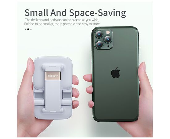 Подставка для планшета и телефона Knight Foldable Desk Mobile Phone Holder Stand (Alloy) White Essager (EZJZM-QS02), изображение 8