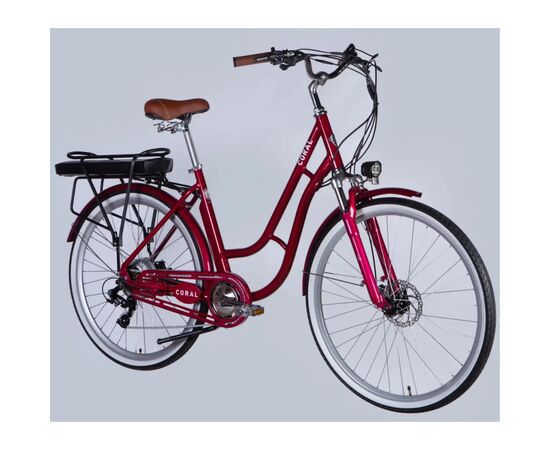 Электровелосипед Dorozhnik 28" eCORAL DD FR рама-19" 48B 13А*г 500Вт 2026 рубіновий (ELB-D-28-117), изображение 2
